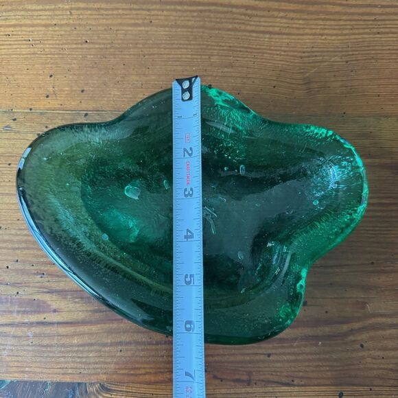 Blenko Vintage Green Amoeba Ashtray Dish Mid Century Free Form  Wow - Picture 6 of 10